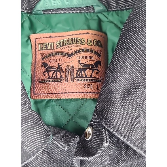 Green‎ Bay Packers Denim Jacket Mens Large Levi's NFL Black Green Gold Rare - Picture 5 of 16
